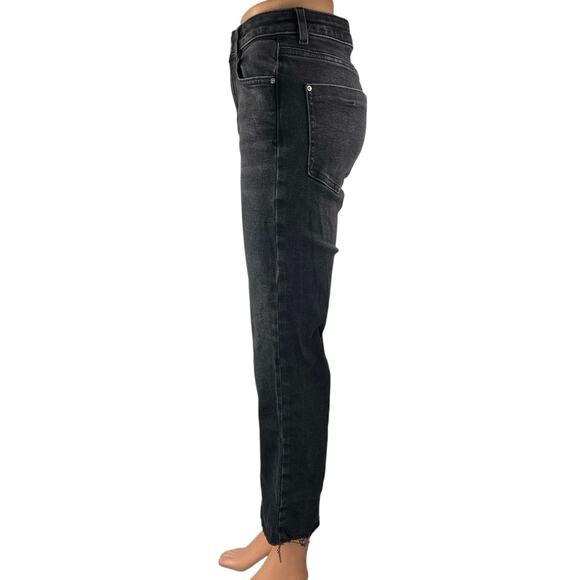 Zara Women's Blue High Waisted Raw Hem Frayed Flare Cropped Denim Jeans Size 4 - Picture 2 of 4